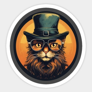 High Society Retro Cat in Glasses and Top Hat Sticker